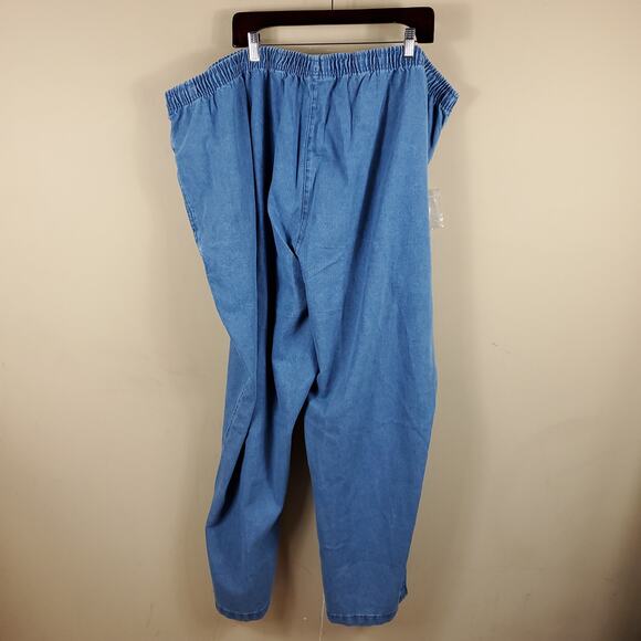 Woman Within Light Wash Pull-on Straight Leg Jeans Size 38W - Picture 6 of 10